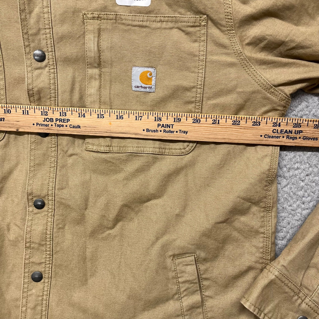 Carhartt Rugged Flex Shirt Jacket (Shacket) – Men’s Large – Tan Fleece Lined Workwear