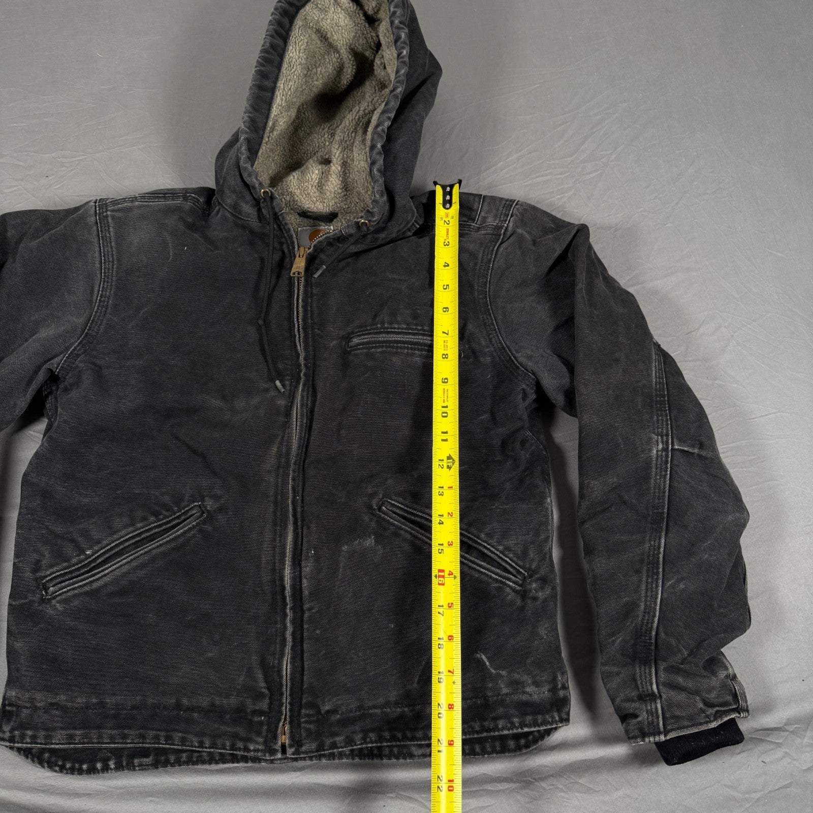 Carhartt Detroit Jacket Women’s XS – Black Sherpa Lined Hooded Full Zip