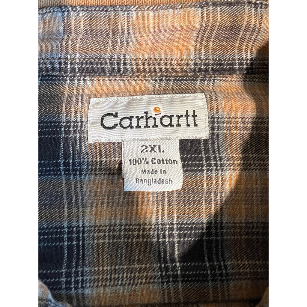 Carhartt Flannel-Lined Canvas Shirt Jacket – Men’s 2XL Distressed Workwear