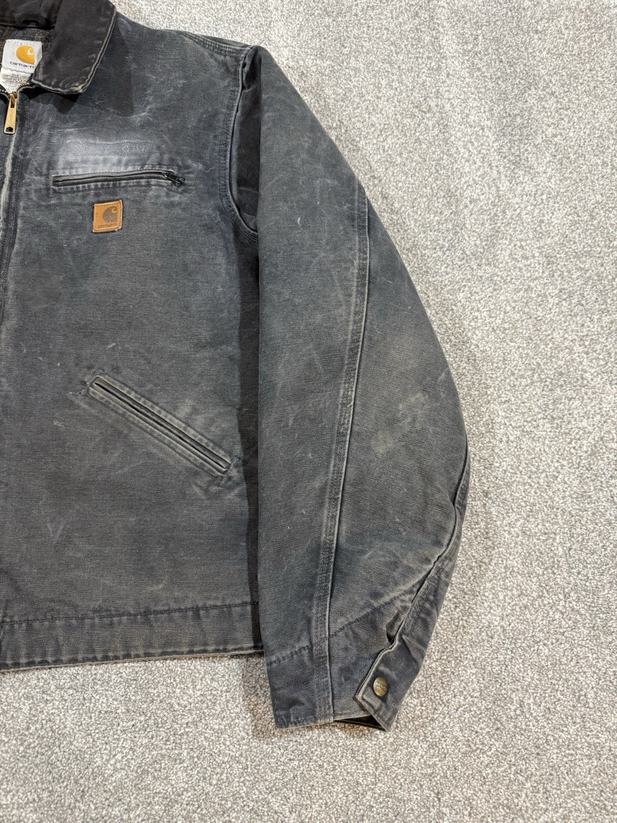 Vintage Carhartt J96 Detroit Jacket – Men’s Large Dark Gray Blanket Lined Canvas