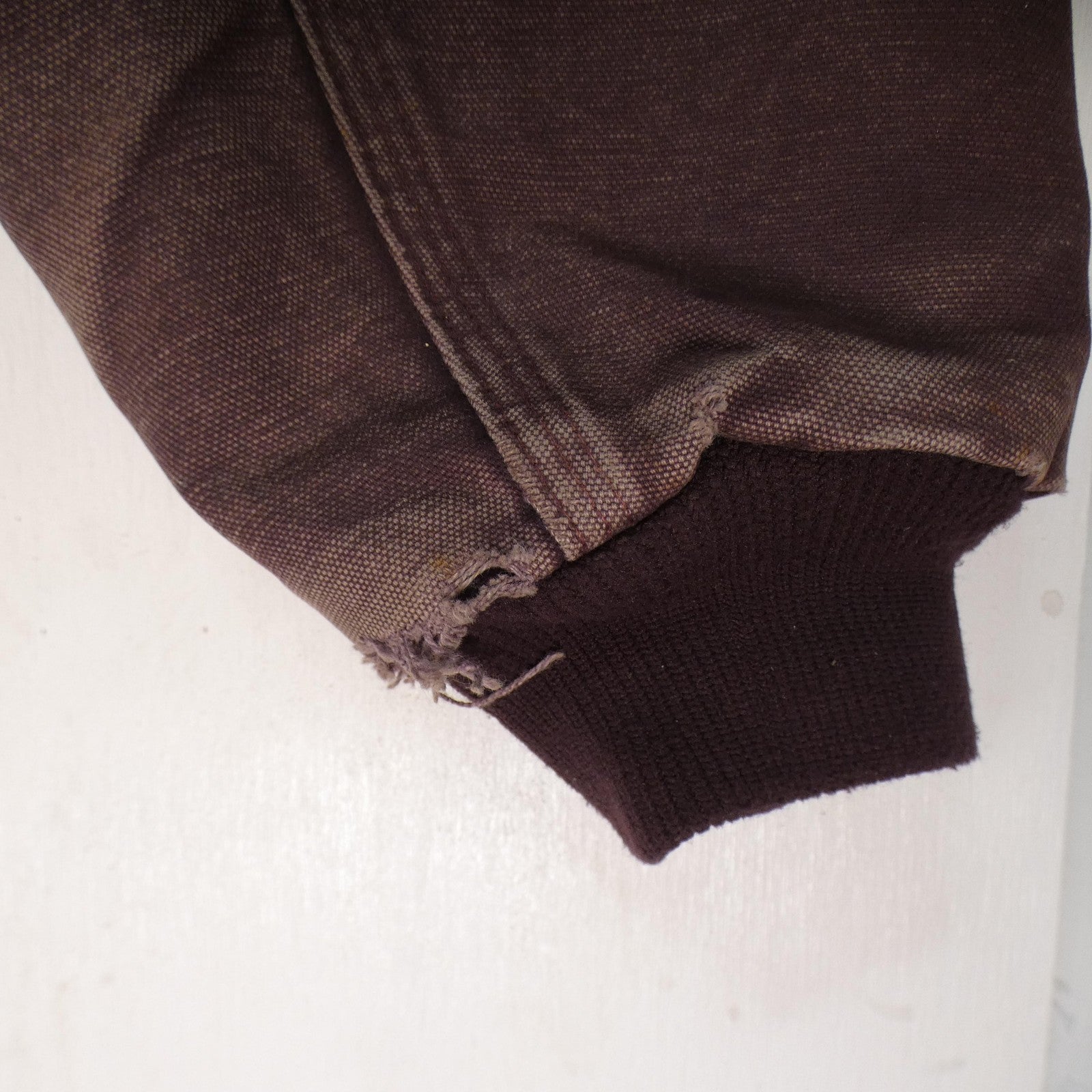 Carhartt J130 DWN Hooded Jacket – Men’s Large Tall (LT) Deep Wine Duck Canvas Distressed