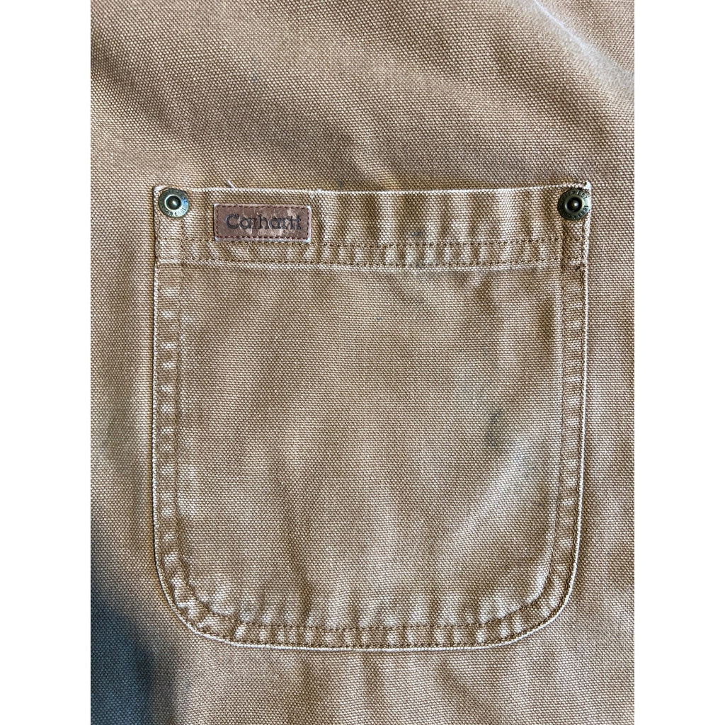 Carhartt Flannel-Lined Canvas Shirt Jacket – Men’s 2XL Distressed Workwear