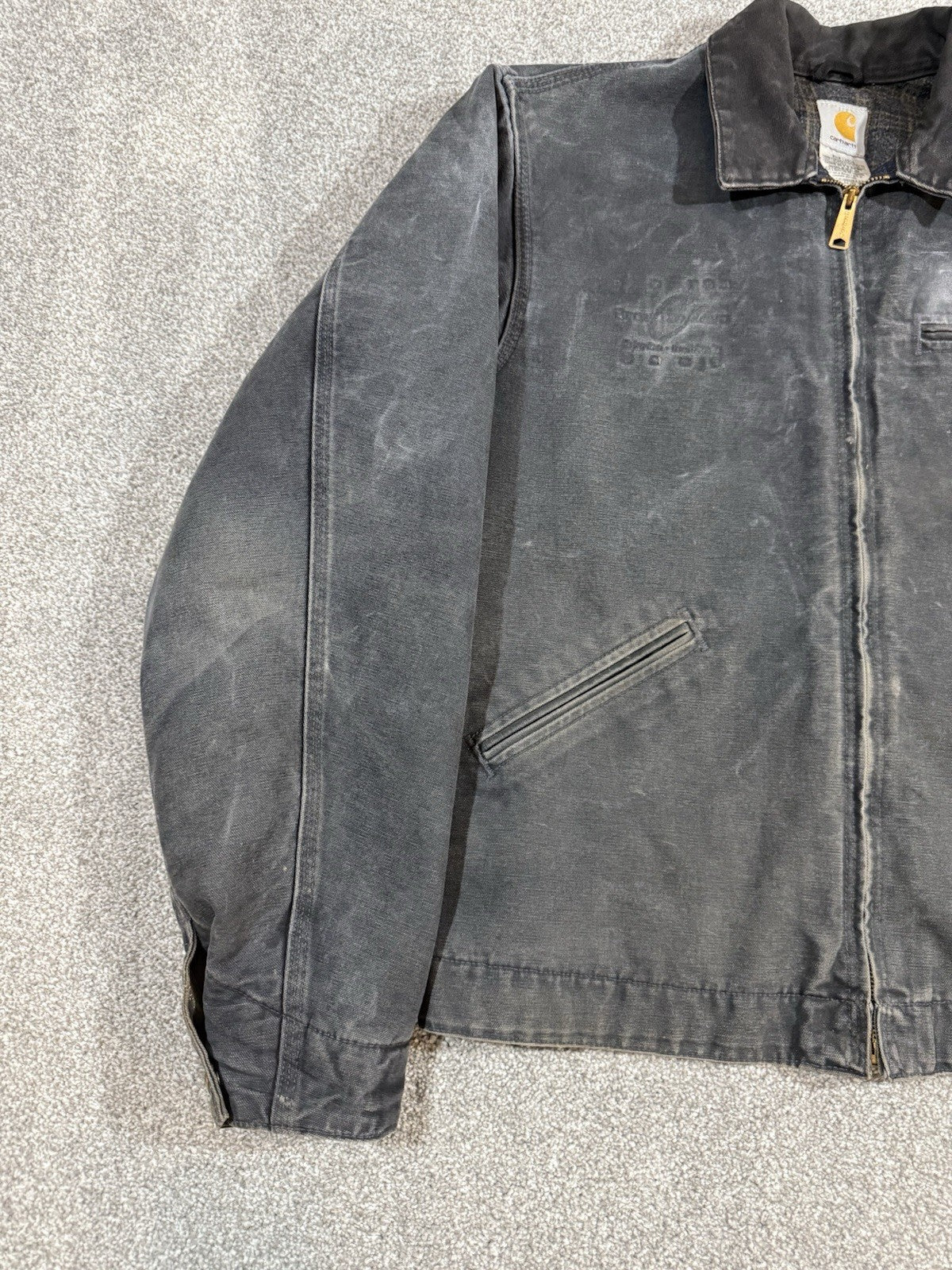 Vintage Carhartt J96 Detroit Jacket – Men’s Large Dark Gray Blanket Lined Canvas