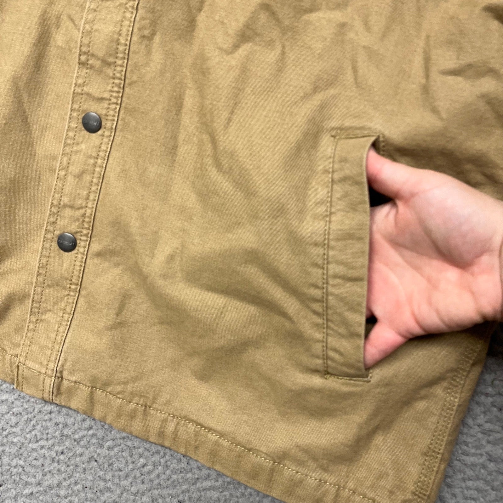 Carhartt Rugged Flex Shirt Jacket (Shacket) – Men’s Large – Tan Fleece Lined Workwear