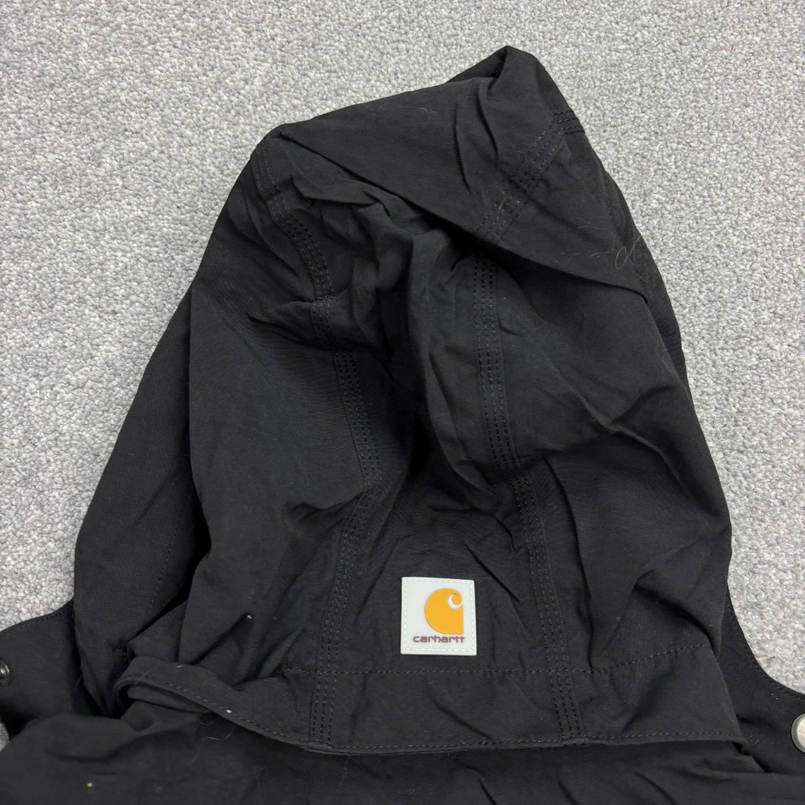 Carhartt Women’s Windbreaker Jacket – Black Lined Hooded Rain Coat, Small