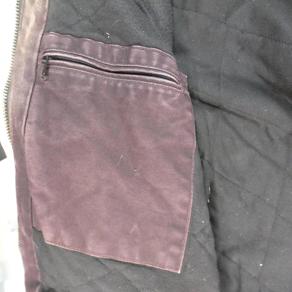 Carhartt J130 DWN Hooded Jacket – Men’s Large Tall (LT) Deep Wine Duck Canvas Distressed