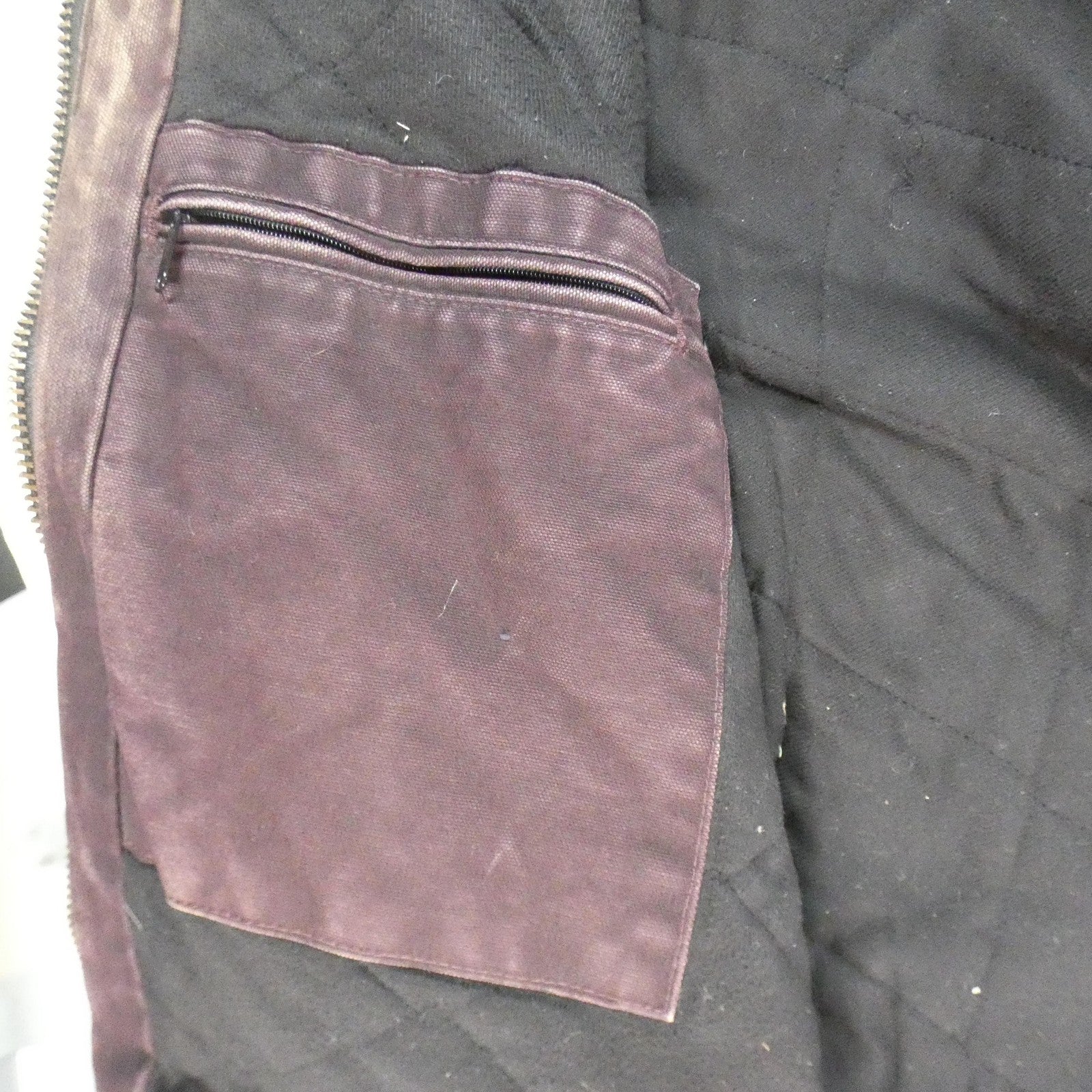 Carhartt J130 DWN Hooded Jacket – Men’s Large Tall (LT) Deep Wine Duck Canvas Distressed