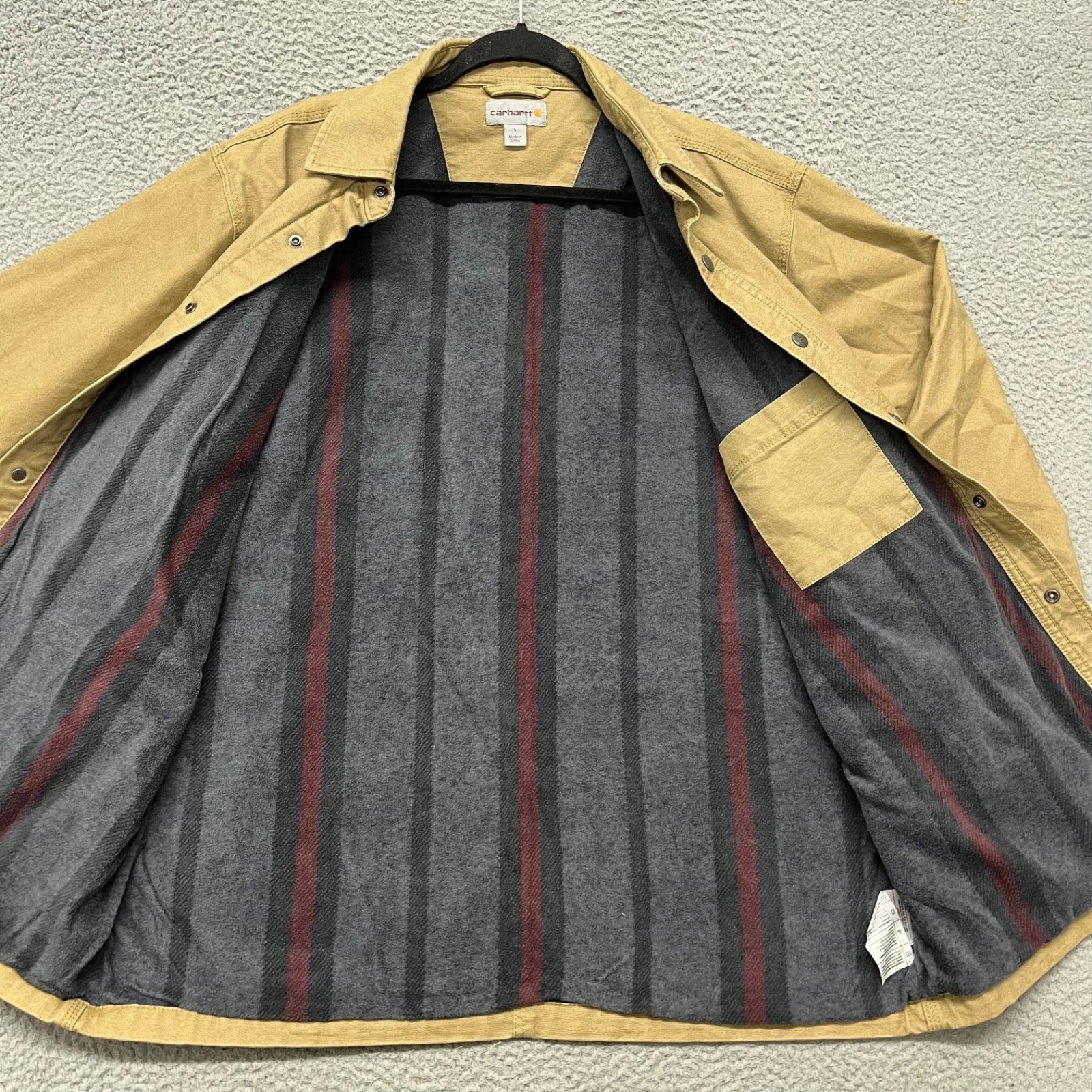 Carhartt Rugged Flex Shirt Jacket (Shacket) – Men’s Large – Tan Fleece Lined Workwear