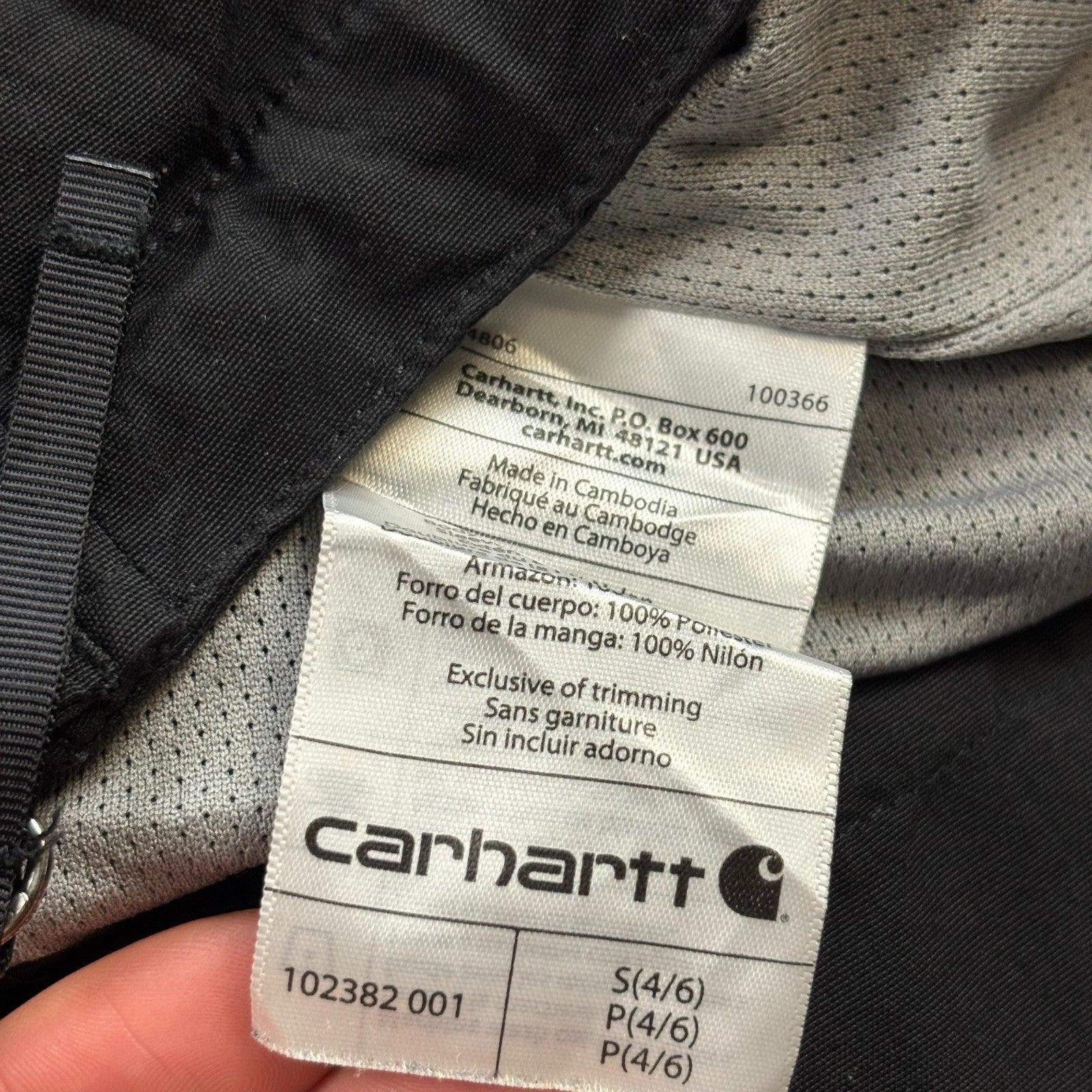 Carhartt Women’s Windbreaker Jacket – Black Lined Hooded Rain Coat, Small